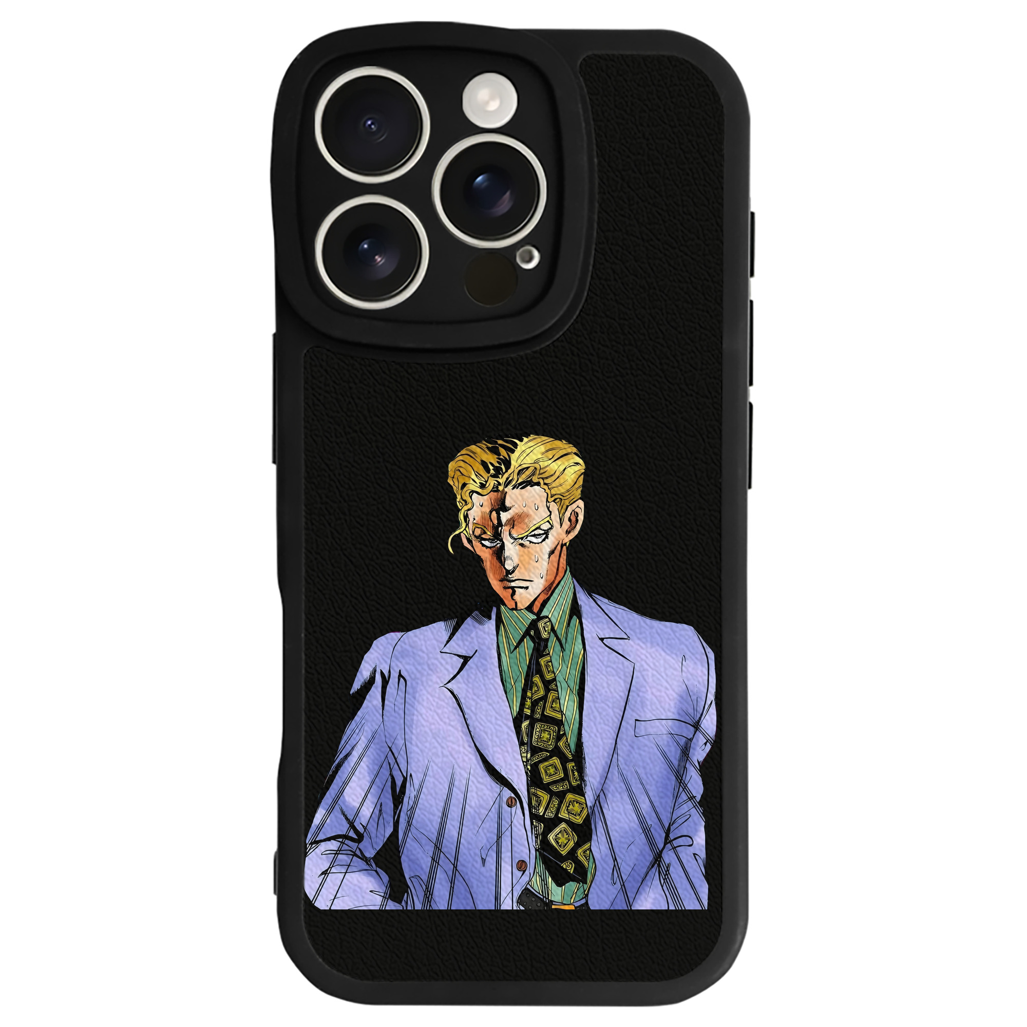 （画像用） ジョジョの奇妙な冒険 きら よしかげ JoJo's Bizarre Adventure Kira Yoshikage 【iPhone 16シリーズ対応】シリコンスマホケース（レザー調） 材質：シリコン
